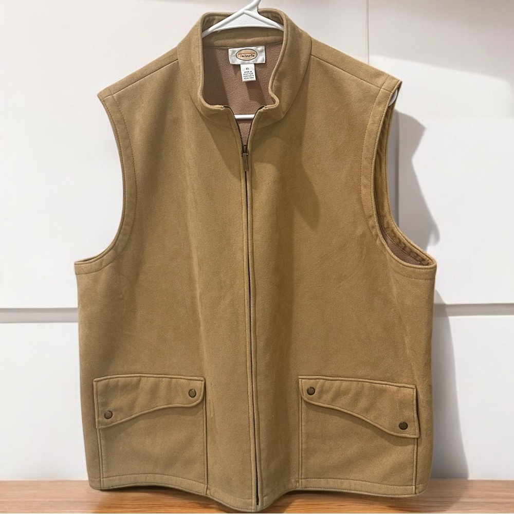 Women’s Talbots Tan Suede Zip-Up Vest with Standing Collar XL